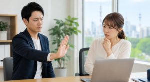 仙台でホームページ制作を依頼すべきか「本当に必要か？」と一度立ち止まって悩む男女のイメージ